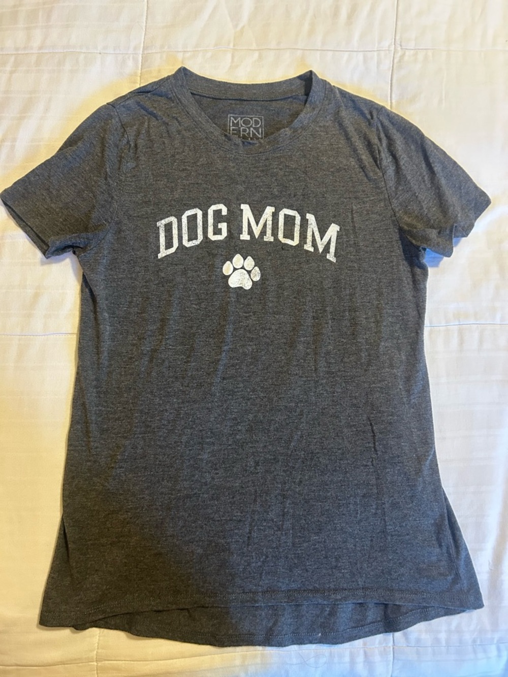 Graphic tee  grey Dog Mom T-Shirt with White Print
